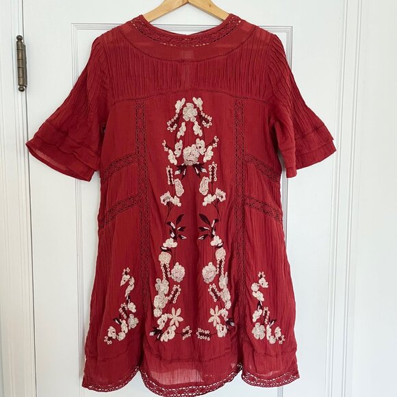 Free People Perfectly Victorian Embroidered Mini Dress | Size Medium - Picture 3 of 14